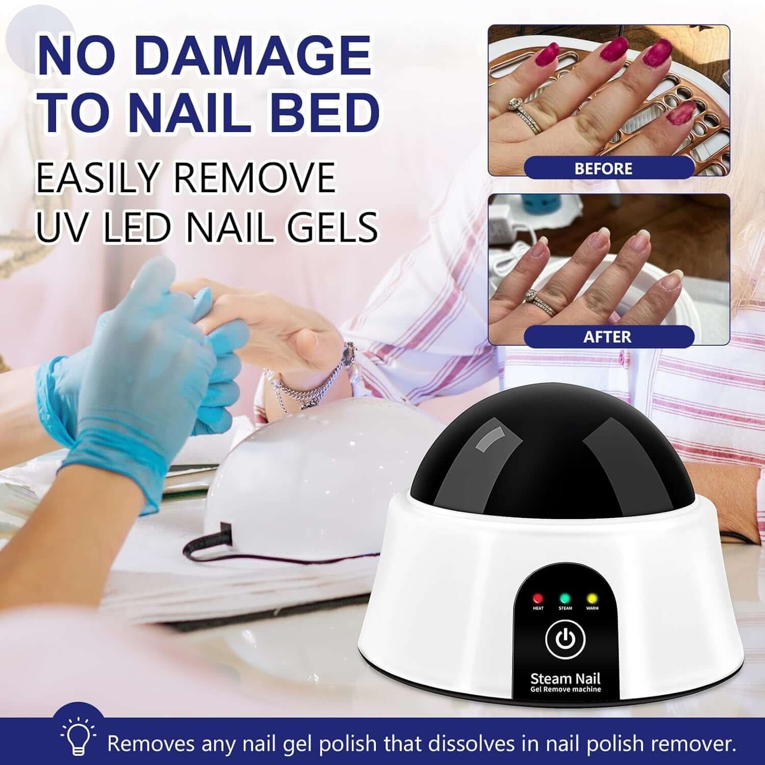 Nail Soaking Bowl, Electric Soak off Bowl Manicure Soaker Nail Polish Remover Machine for Acrylic Nails Dip Gel with Color Cuticle Pusher, Black