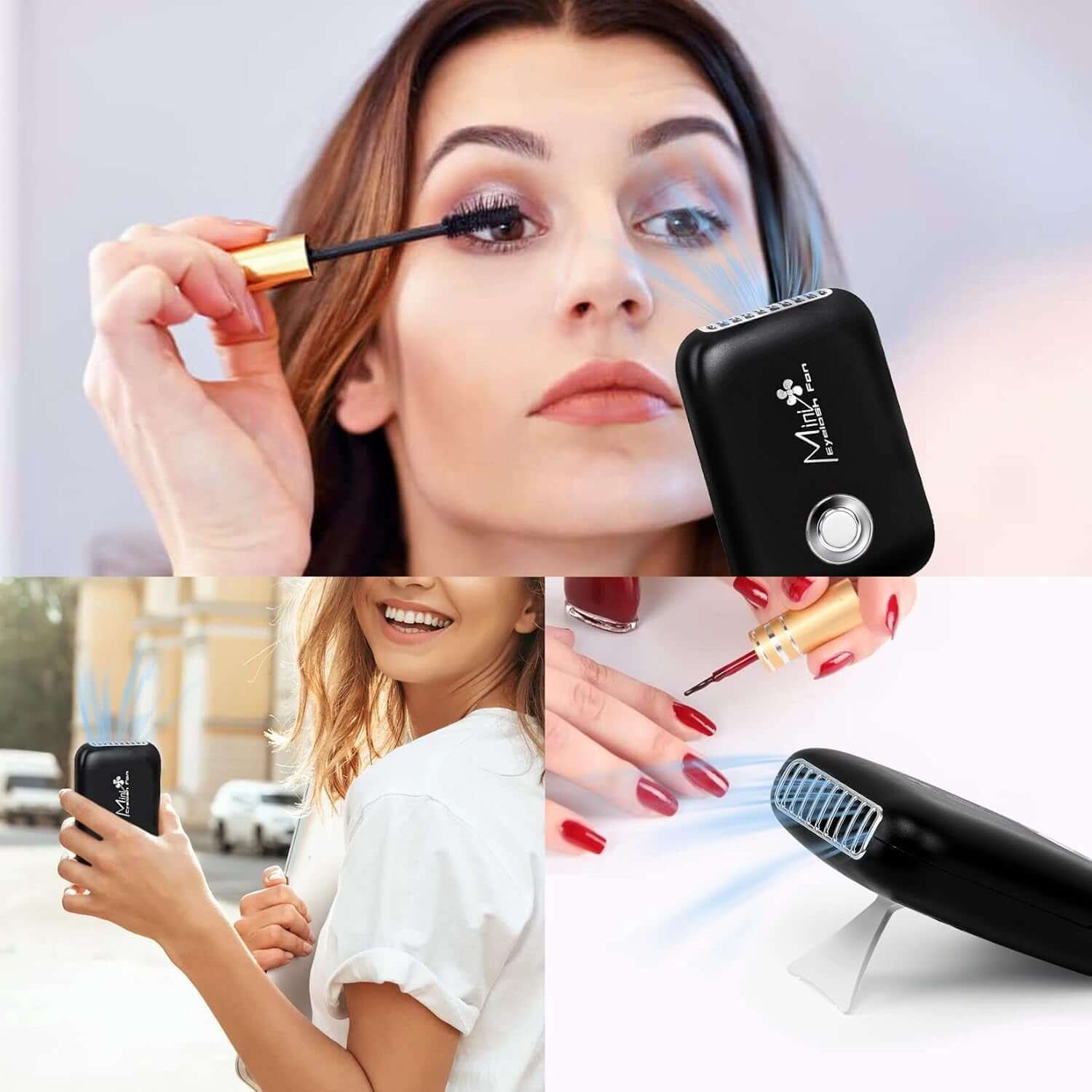 Eyelash Fan Mini Lash Fan for Eyelash Extension Portable Lash Fan Dryer Handheld Rechargable USB Eyelash Fan with 3 Adjustable Speed Cooling Air Fan Eyelash Extension Application (Black)